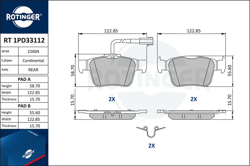 ROTINGER fékbetétkészlet, tárcsafék RT 1PD33112
