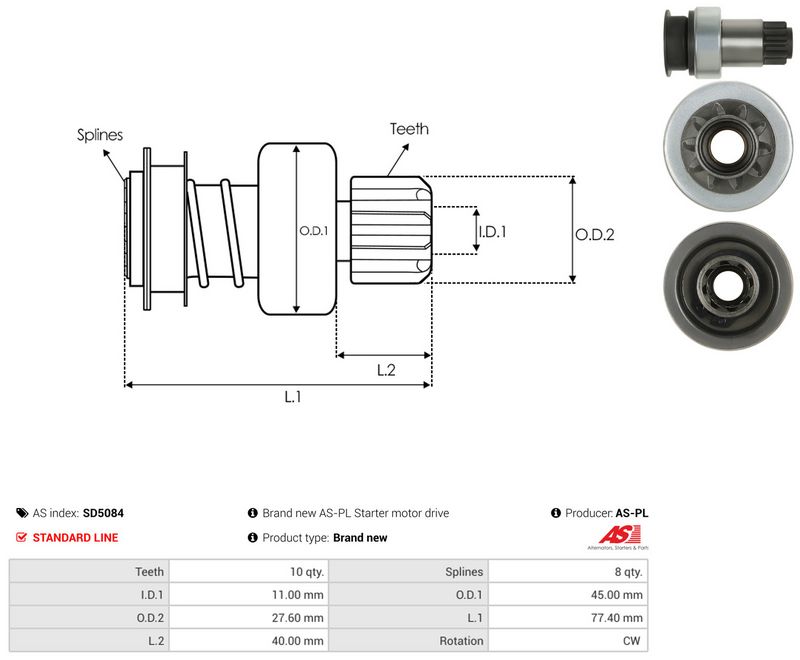 AS-PL SD5084 Freewheel Gear, starter
