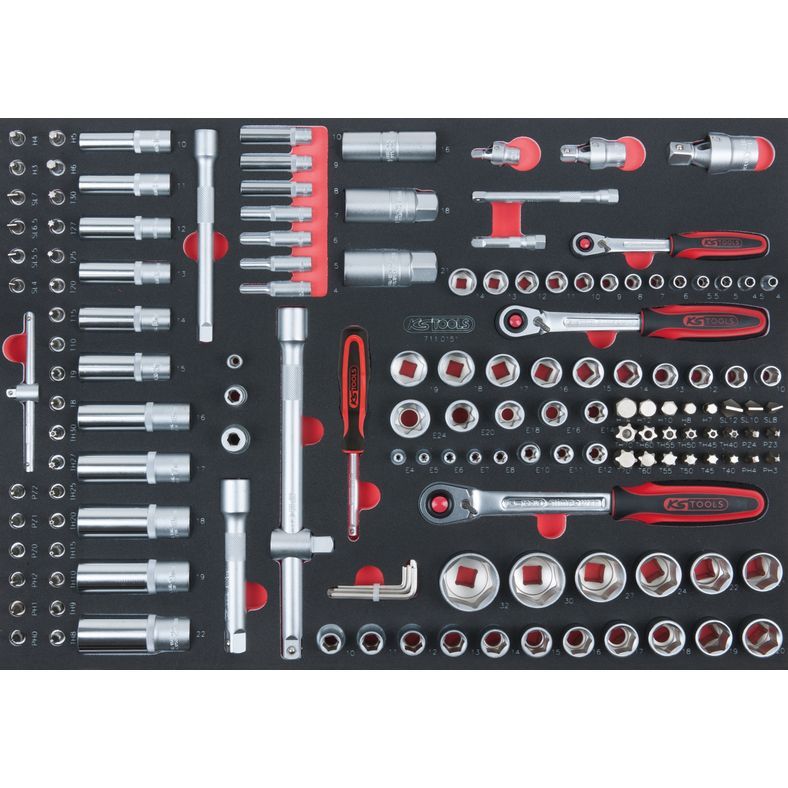 1/4” + 3/8” + 1/2" SCS hylsnyckel sats, 151-delars i 1/1 systeminlägg