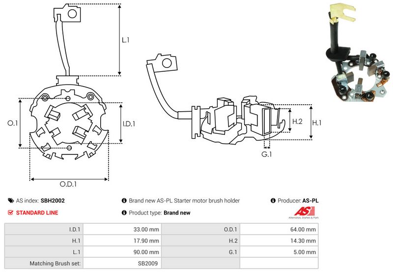 AS-PL SBH2002 Holder, carbon brushes