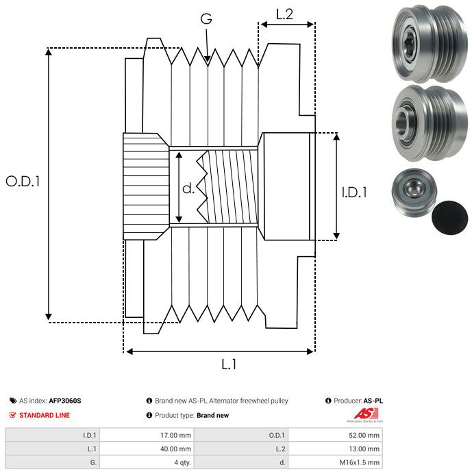 AS-PL AFP3060S Alternator Freewheel Clutch