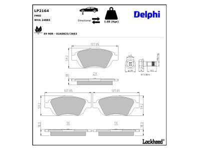 DELPHI LP2164 Brake Pad Set, disc brake