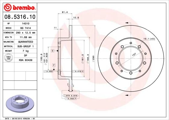 Гальмівний диск, Brembo 08.5316.10