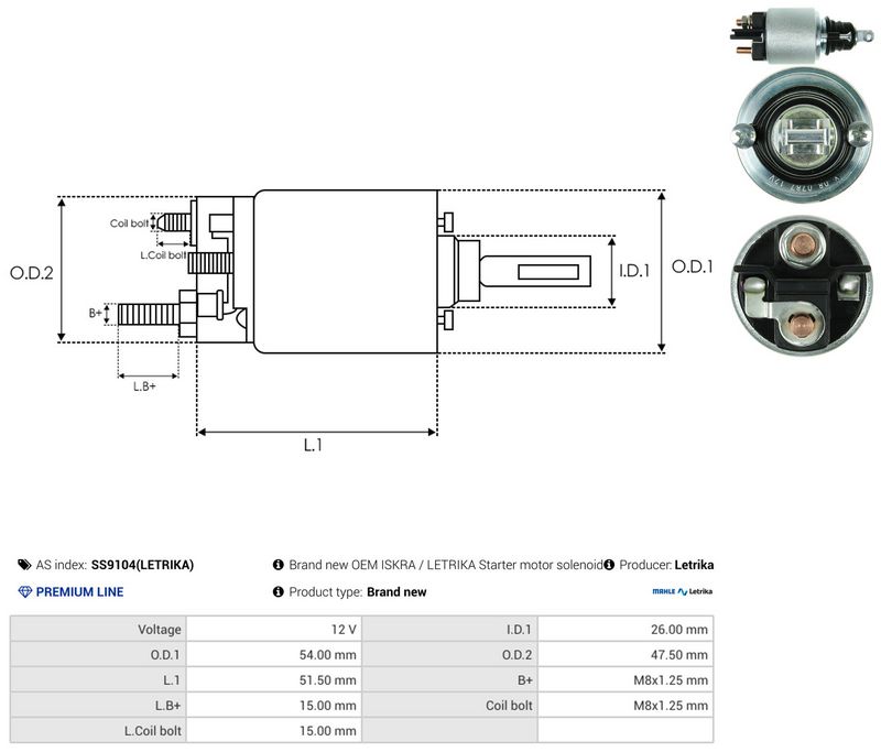 Magnetlülitus, starter, AS-PL SS9104(LETRIKA)