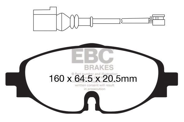 Комплект гальмівних накладок, дискове гальмо, Ebc Brakes DP42150R