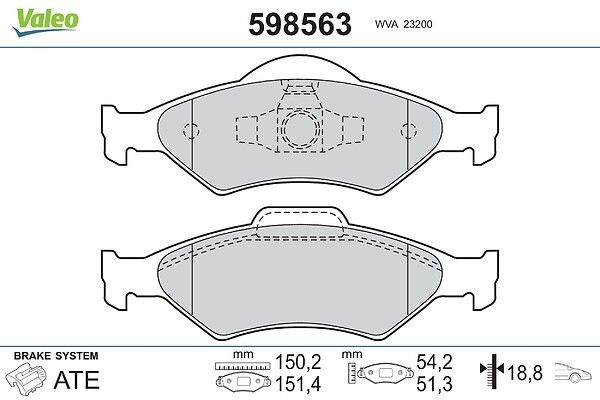 комплект спирачно феродо, дискови спирачки VALEO