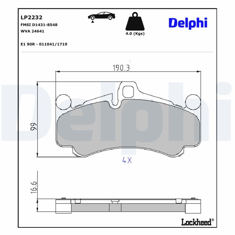комплект спирачно феродо, дискови спирачки DELPHI