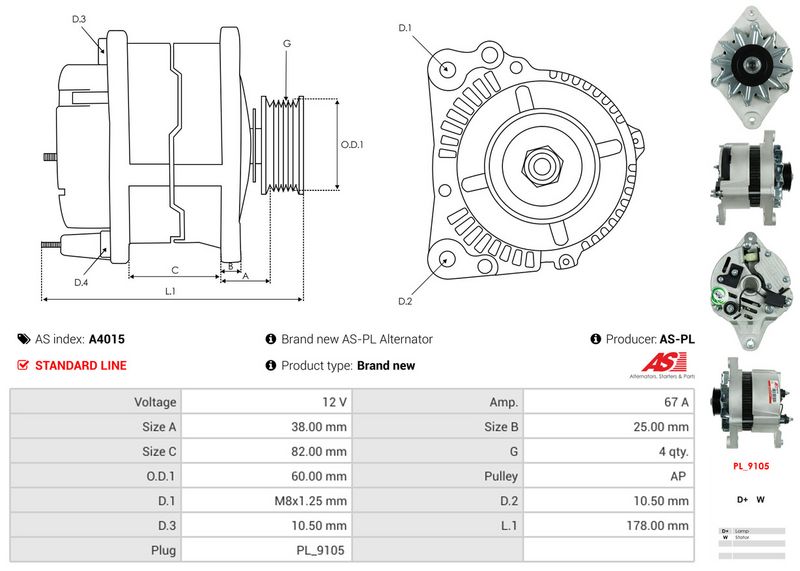 AS-PL A4015 Alternator