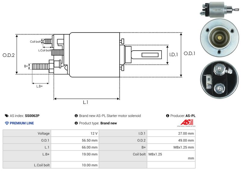 AS-PL SS0062P Solenoid Switch, starter
