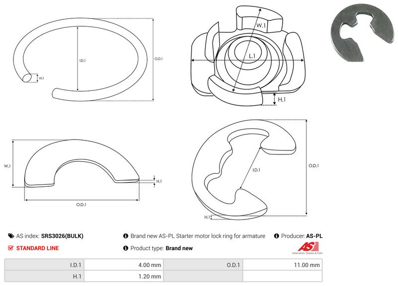 AS-PL SRS3026(BULK) Repair Kit, starter