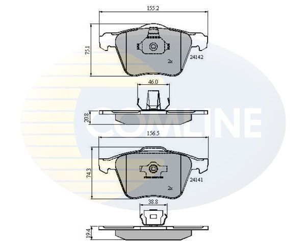 Комплект гальмівних накладок, дискове гальмо, Comline CBP01280