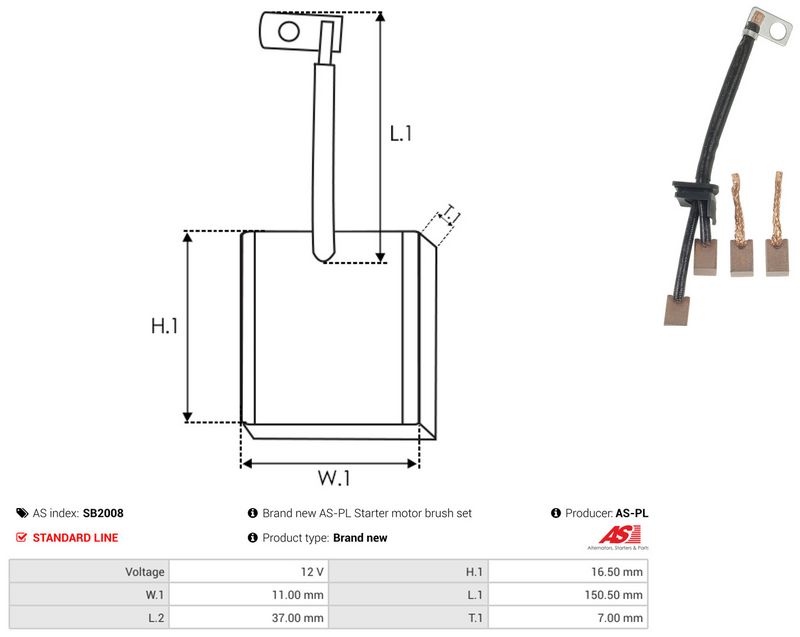 AS-PL SB2008 Carbon Brush, starter