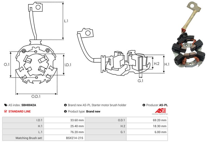 AS-PL SBH0042A Holder, carbon brushes