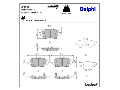 DELPHI LP3608 Brake Pad Set, disc brake