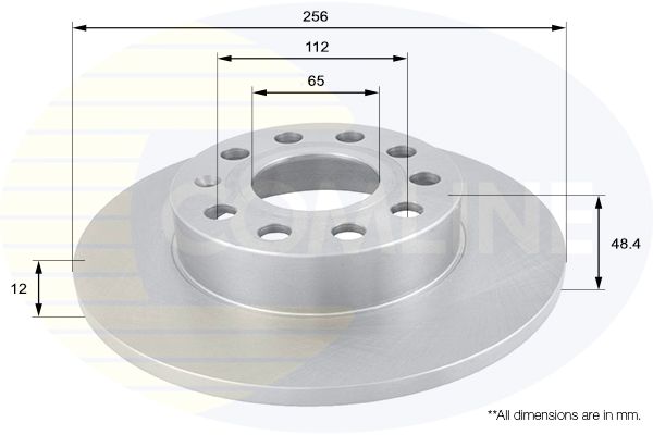 Гальмівний диск, повн., 256мм, кількість отворів 9, Comline ADC1448