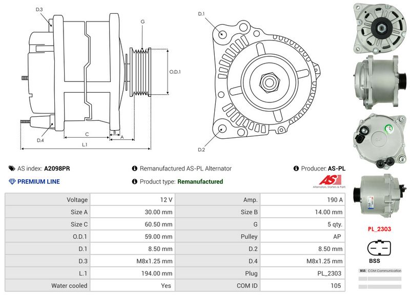 AS-PL A2098PR Alternator