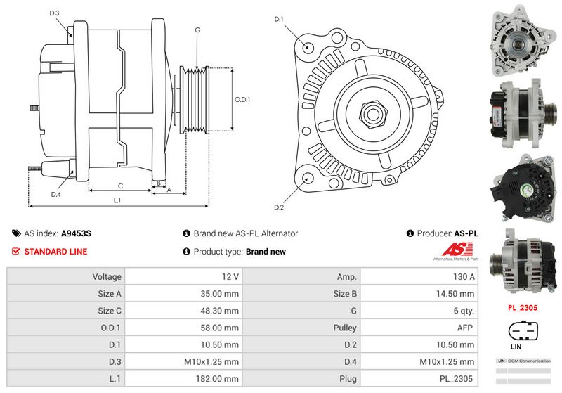 AS-PL A9453S Alternator