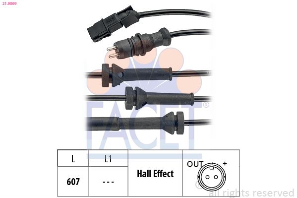 Датчик, кількість обертів колеса, Facet 21.0069