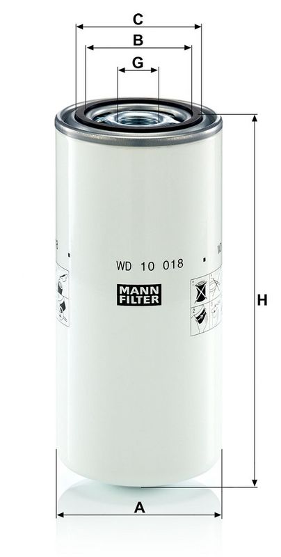 Filter, tööhüdraulika, MANN-FILTER WD 10 018