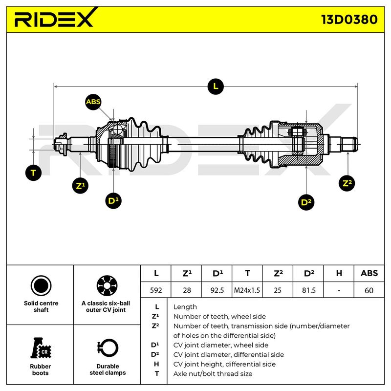 полуоска RIDEX