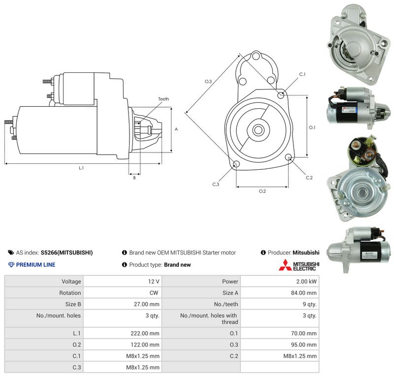 Starter, AS-PL S5266(MITSUBISHI)