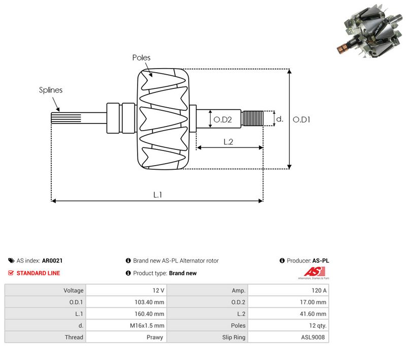 rootor, generaator, AS-PL AR0021