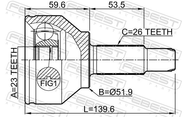 FEBEST 1910-R60 Joint Kit, drive shaft