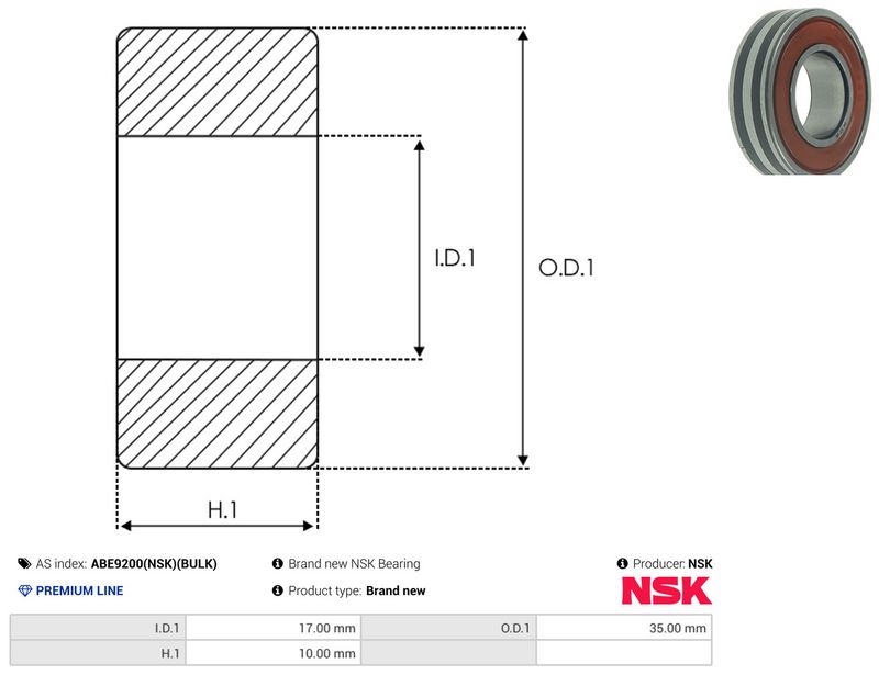 AS-PL ABE9200(NSK)(BULK) Bearing