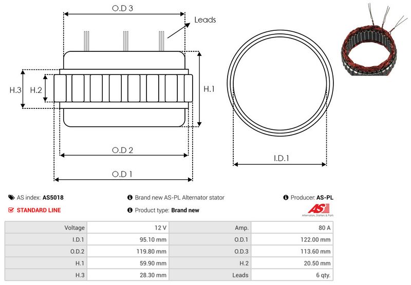Staator, generaator, AS-PL AS5018