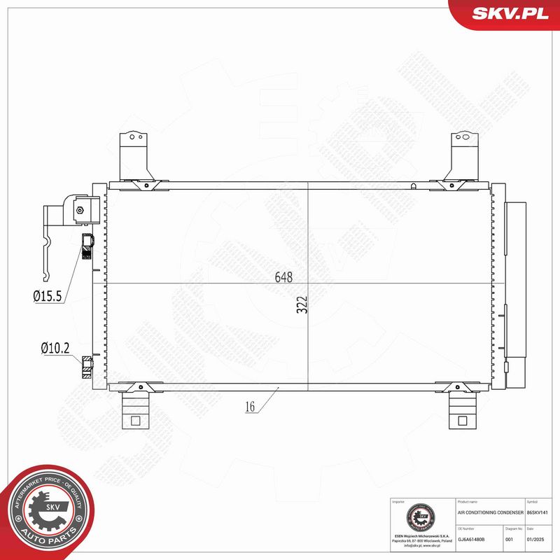 ESEN SKV 86SKV141 Condenser, air conditioning