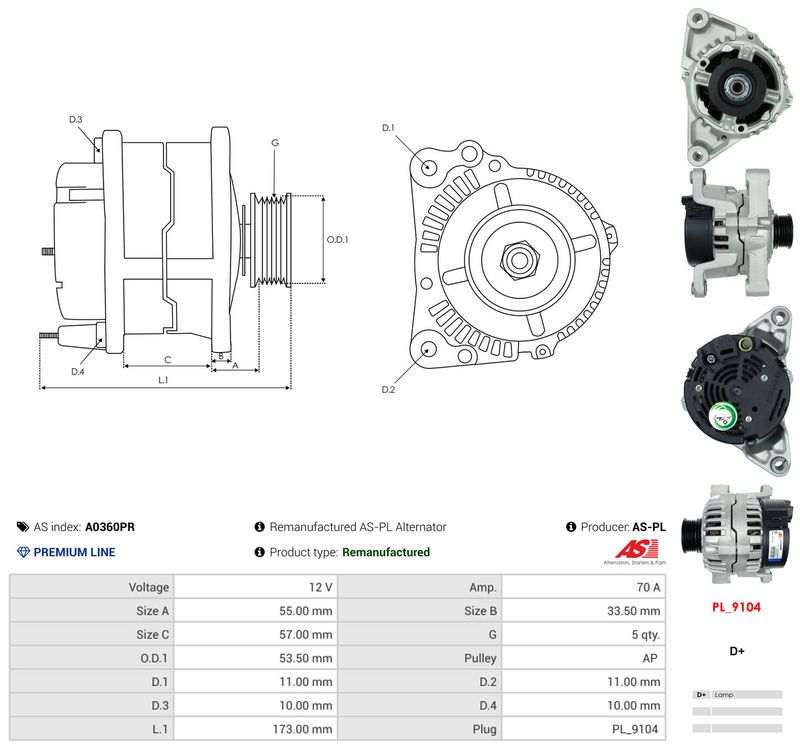 Generaator, AS-PL A0360PR