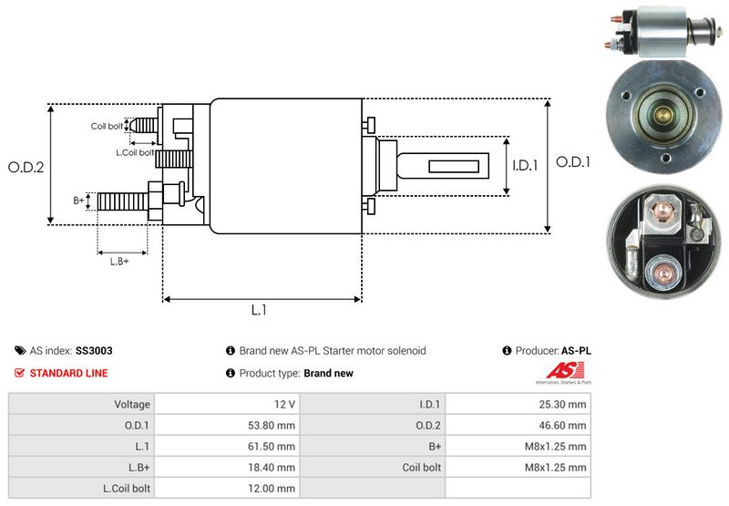 AS-PL SS3003 Solenoid Switch, starter