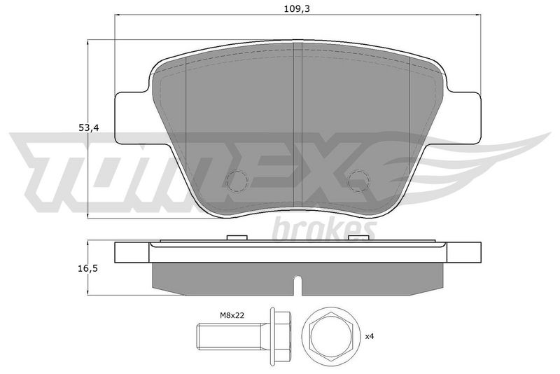 TOMEX Brakes TX 16-59 Комплект гальмівних накладок, дискове гальмо