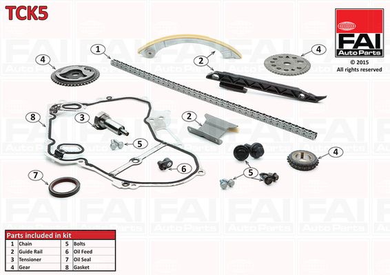 Комплект ланцюгів привода, Fai Autoparts TCK5