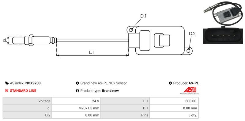 AS-PL NOX9203 NOx Sensor, urea injection