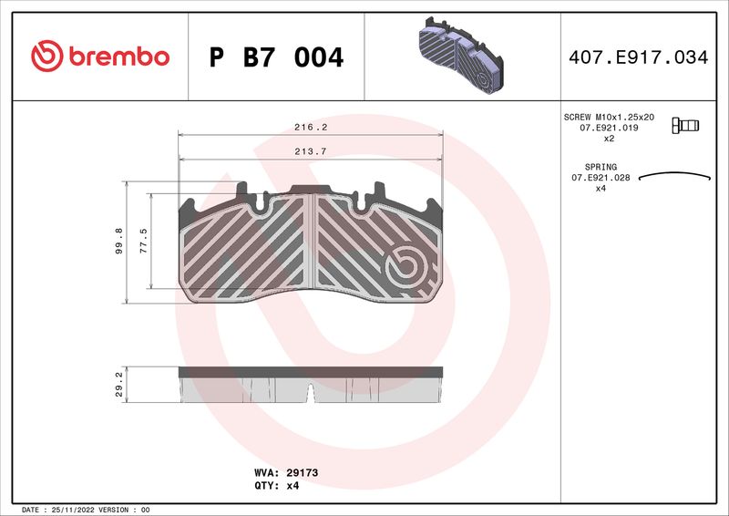 BREMBO Brake Pad Set, disc brake P B7 004