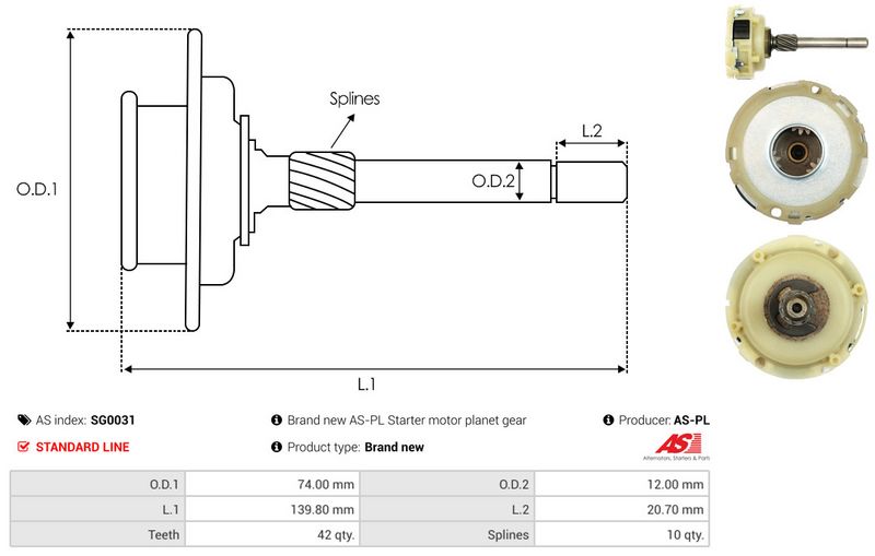 Sisehammastega ratas, starteri planetaarrattas, AS-PL SG0031