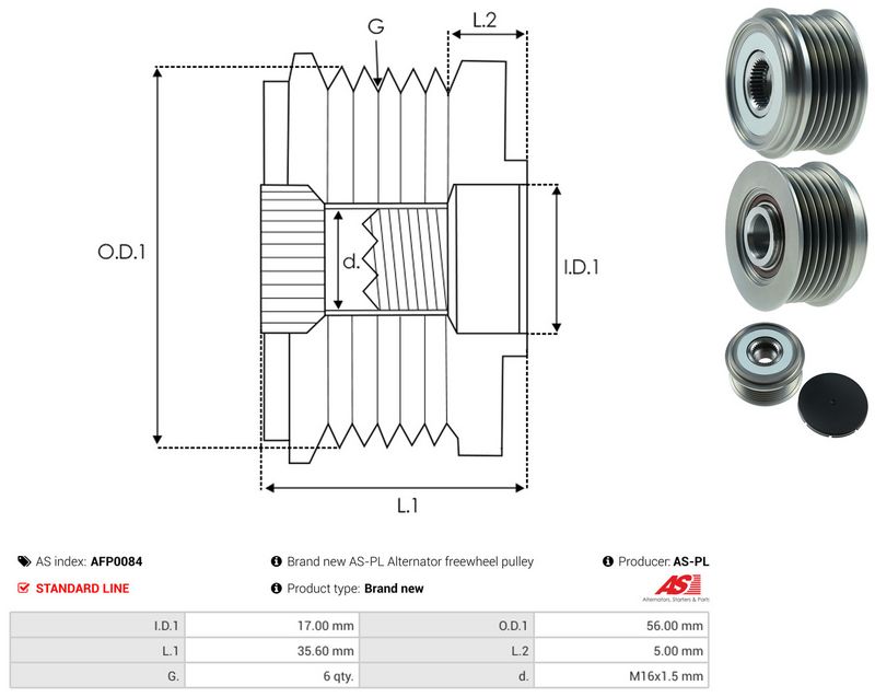 AS-PL AFP0084 Alternator Freewheel Clutch