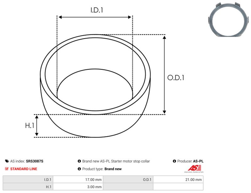 Remondikomplekt, Starter, AS-PL SRS3087S