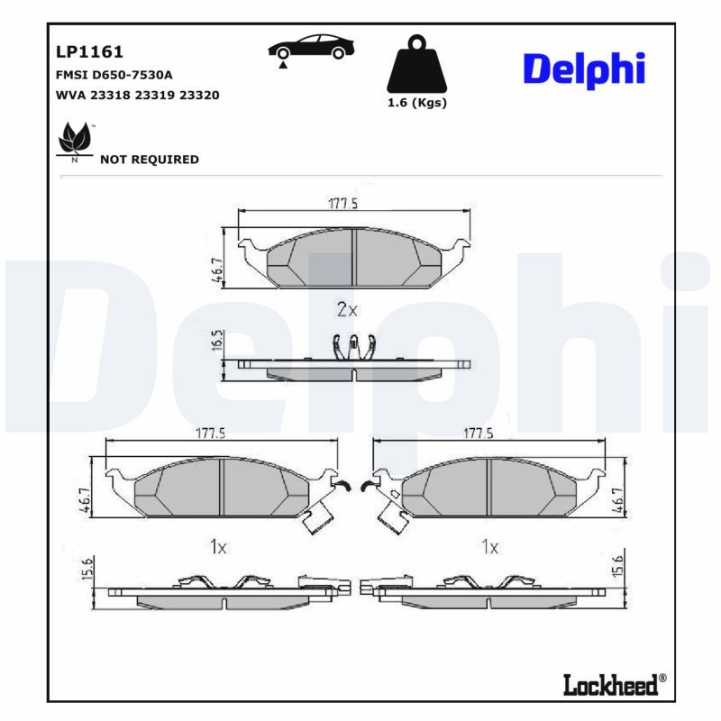 комплект спирачно феродо, дискови спирачки DELPHI