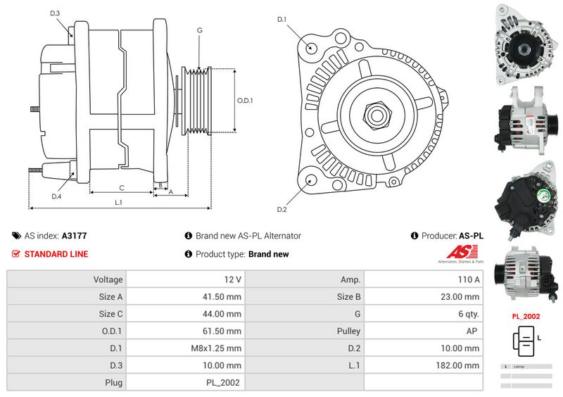 AS-PL A3177 Alternator