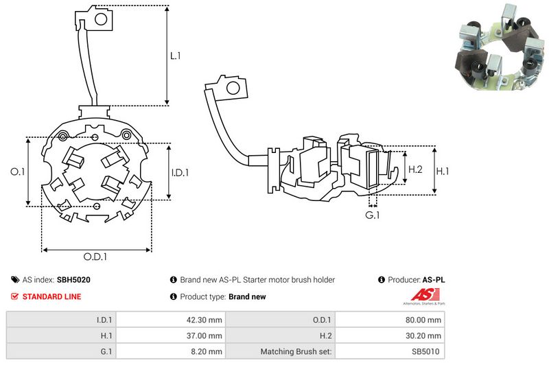 Kinnitus, süsinikuharjad, AS-PL SBH5020