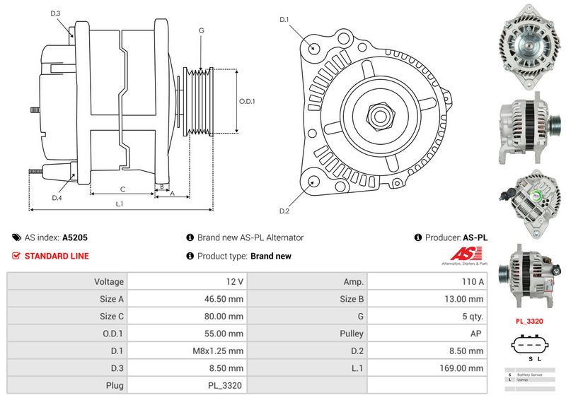 AS-PL A5205 Alternator
