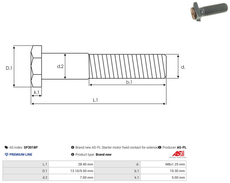Remondikomplekt, Starter, AS-PL SP3018P
