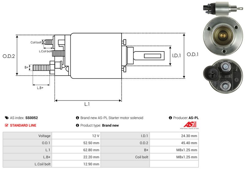 AS-PL SS0052 Solenoid Switch, starter