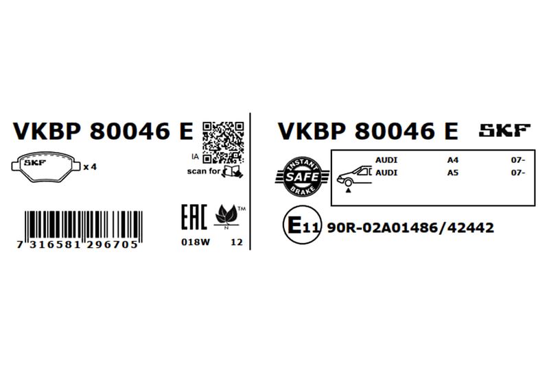 SKF VKBP 80046 E Brake Pad Set, disc brake