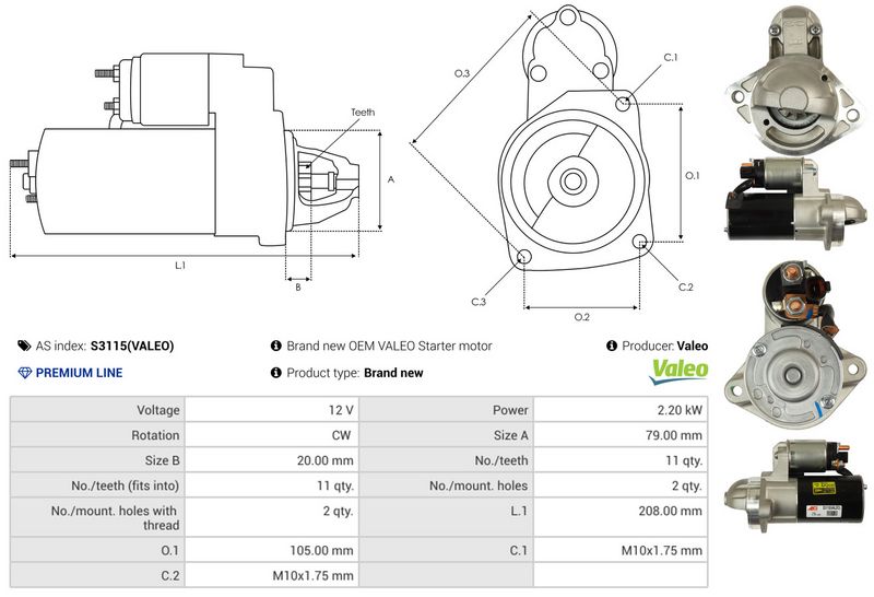 AS-PL S3115(VALEO) Starter