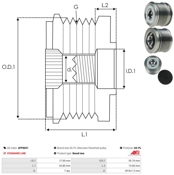 AS-PL AFP0031 Alternator Freewheel Clutch