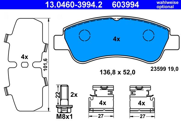 ATE 13.0460-3994.2 Brake Pad Set, disc brake