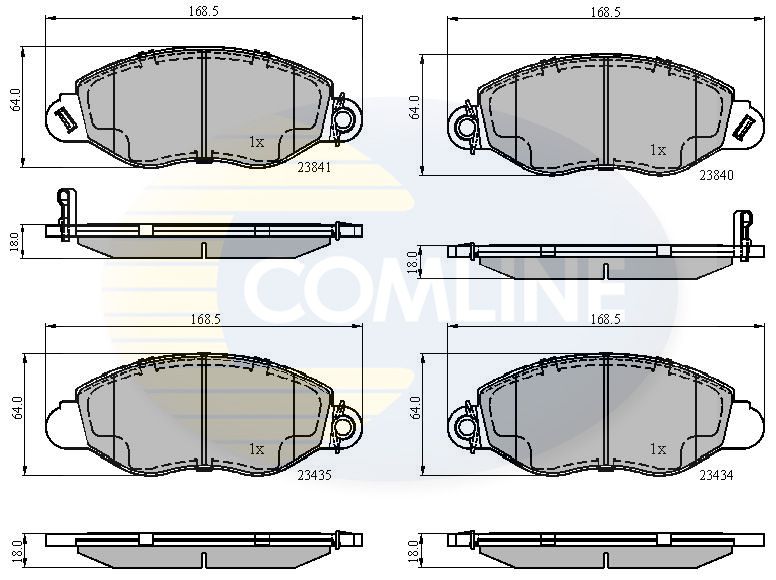 Комплект гальмівних накладок, дискове гальмо, Comline CBP31107